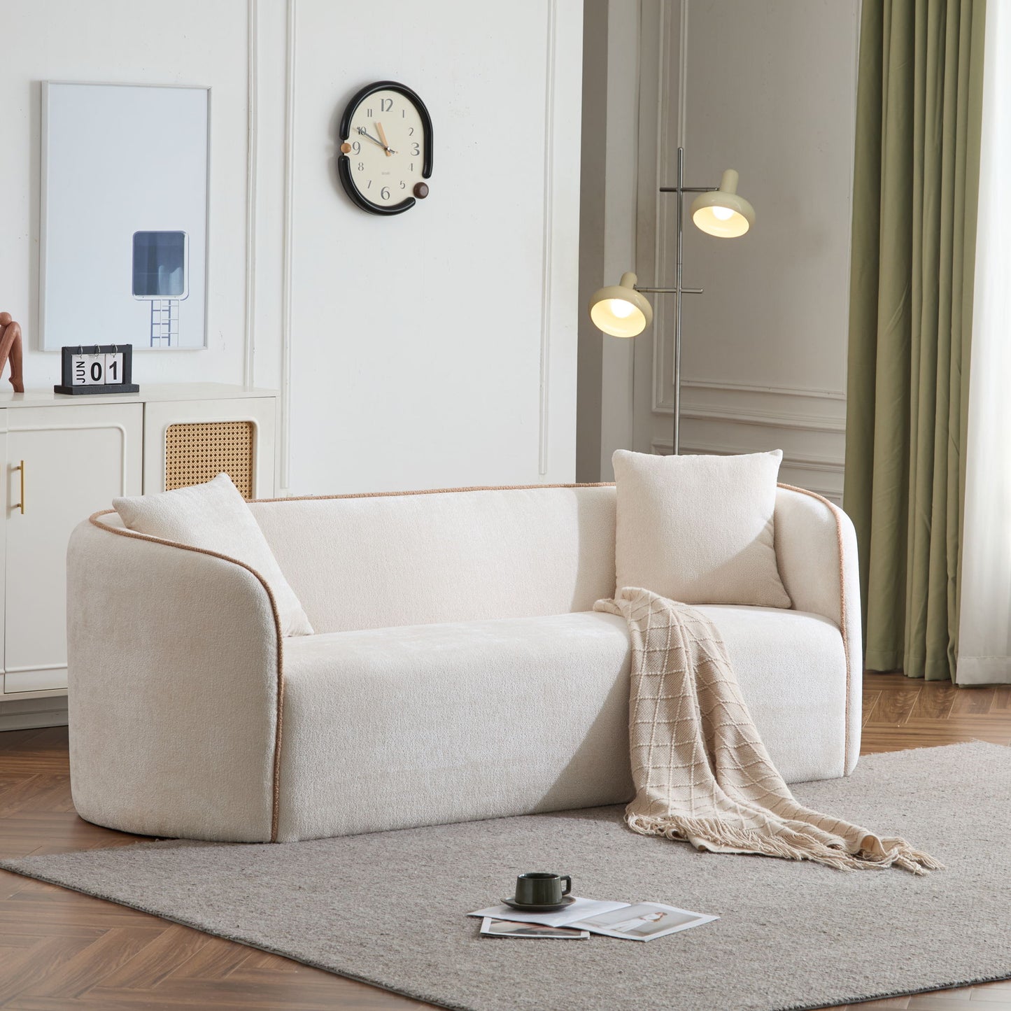 Coral - Curved Sofa, 3 Seater, Living Rooms, Bedrooms, Apartment Office - Beige