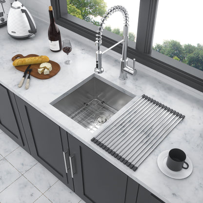 13" Undermount Stainless Steel Kitchen Sink 16 Gauge 9" Deep Single Bowl Basin - Brushed Nickel
