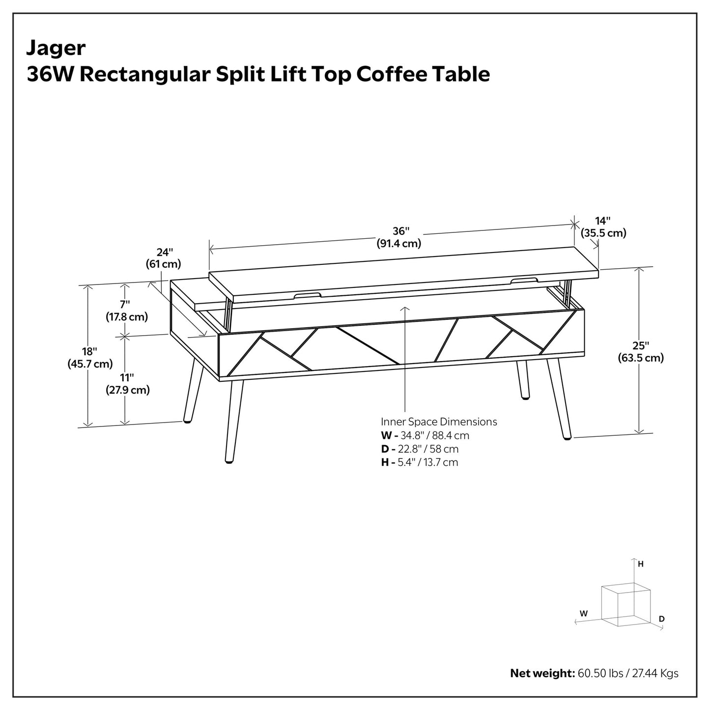 Jager - Mesa de centro elevable hecha a mano