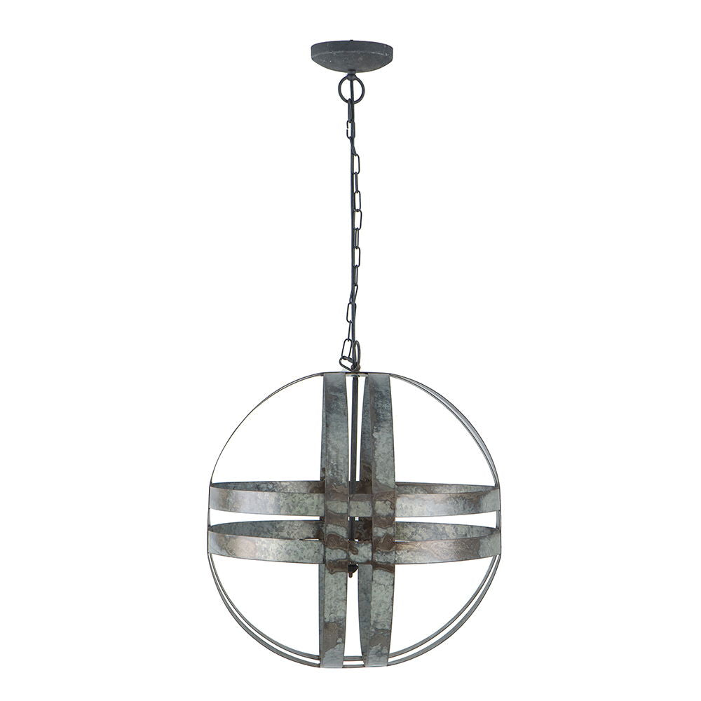 Lámpara colgante galvanizada de 4 luces con cadena ajustable para cocina (bombilla no incluida), color gris