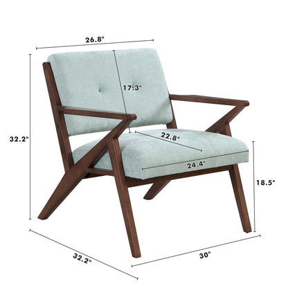 Modern Accent Chair With Plush Cushions, Angled Arm Design - Green