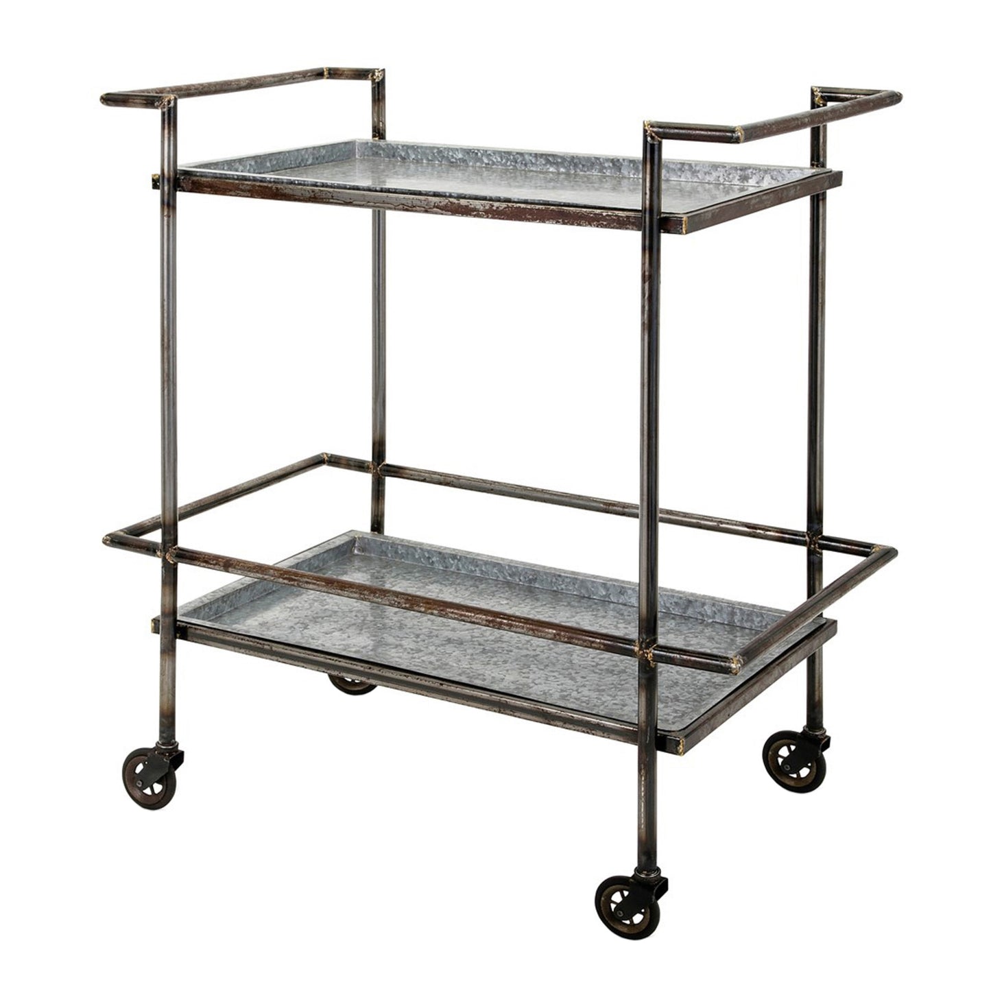 Carrito de bar Percy de metal galvanizado - Gris