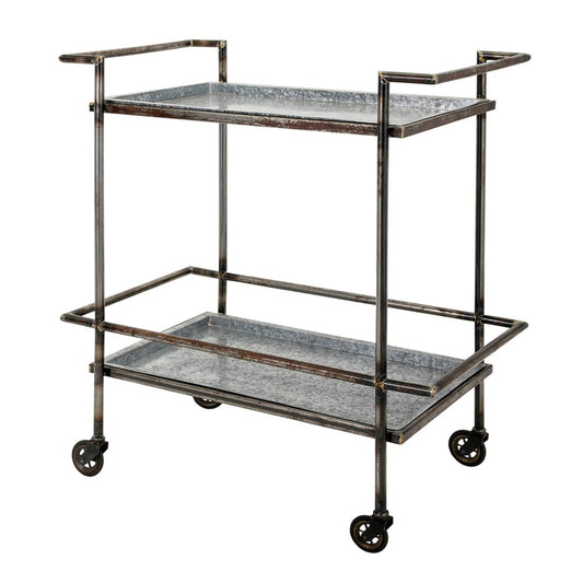 Carrito de bar Percy de metal galvanizado - Gris