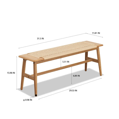 Banco de comedor con diseño tejido para comedor y dormitorio - Roble natural