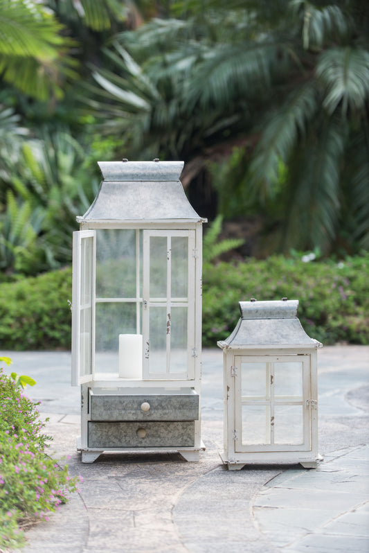 Farol de vela de madera decorativo, portafaroles para interiores y exteriores, hogar, jardín, boda - Marfil