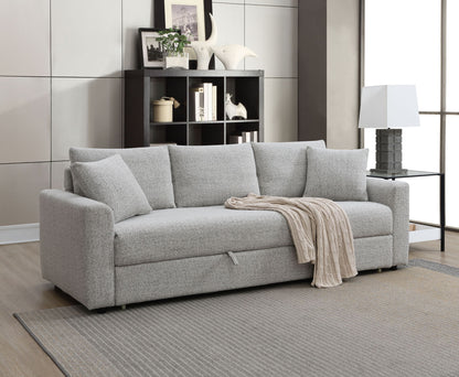 Connie - Sofá cama seccional de bouclé con dos cojines - Beige