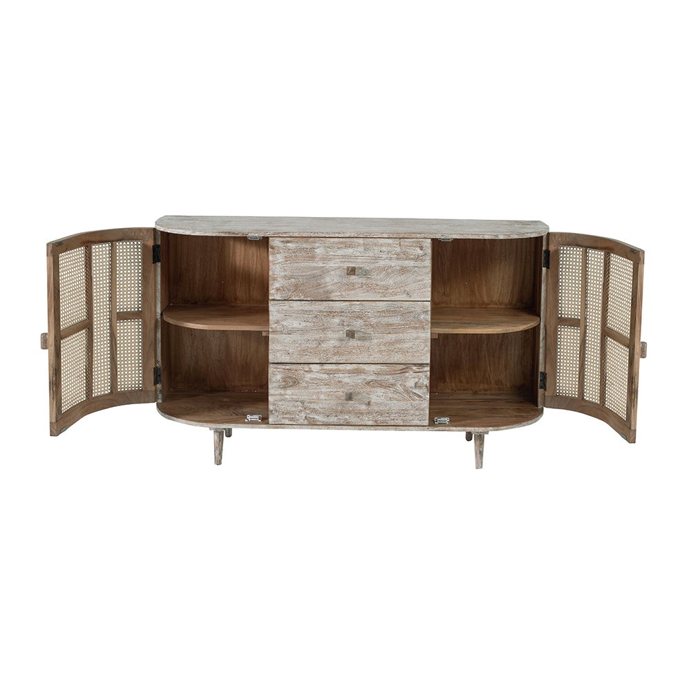 Consola de TV con puertas de caña - Multicolor