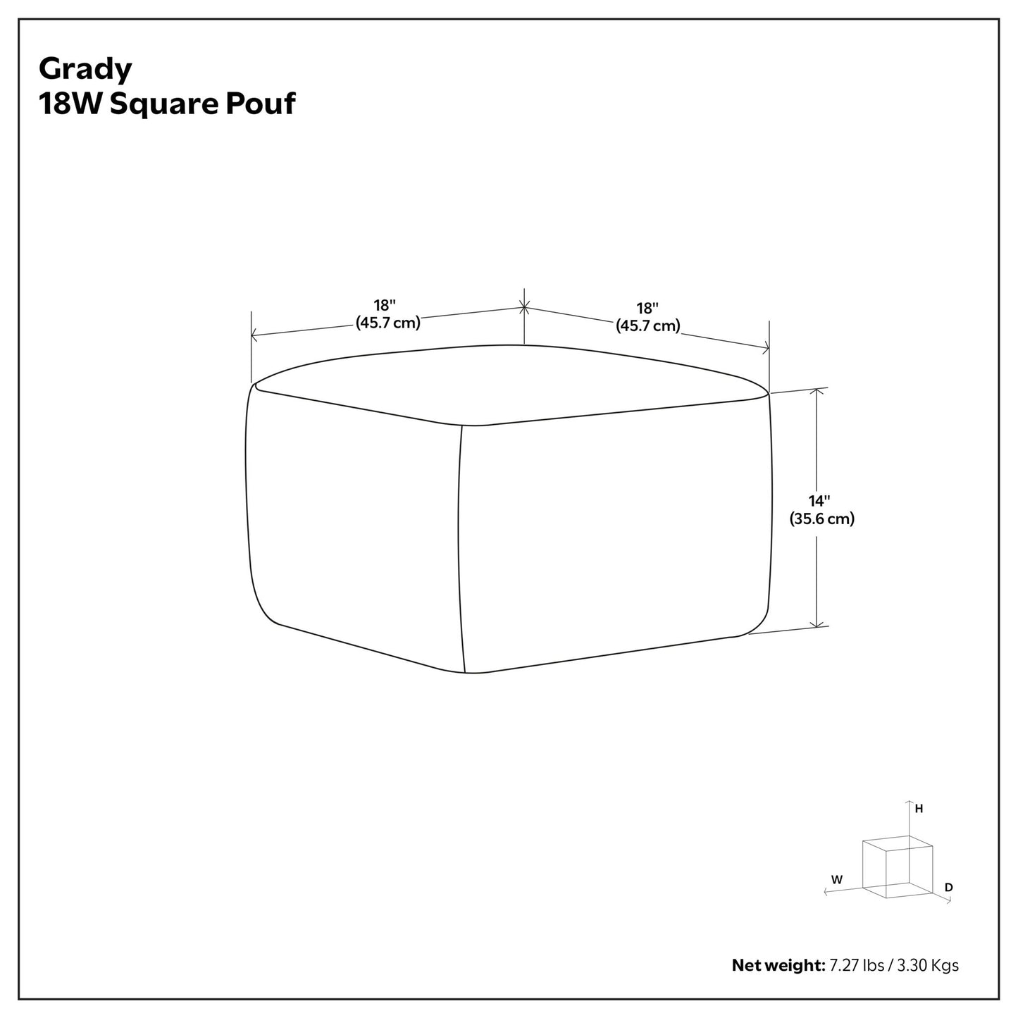 Grady - Puf cuadrado hecho a mano