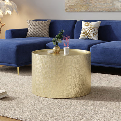 Braeburn - Handcrafted Round Coffee Table Hammered Surface