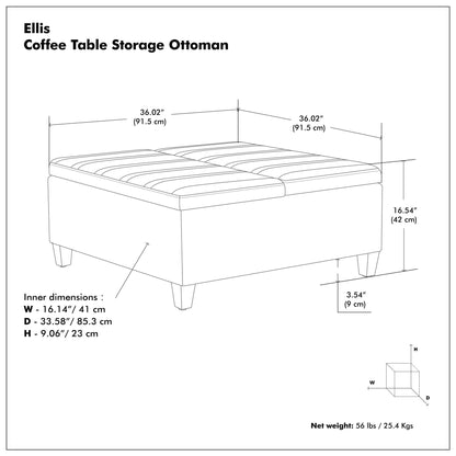 Ellis - Otomana de almacenamiento tapizada para mesa de centro