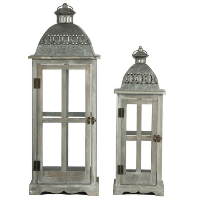 Farol de vela de madera decorativo, portafaroles para interiores y exteriores, hogar, jardín, boda - Gris