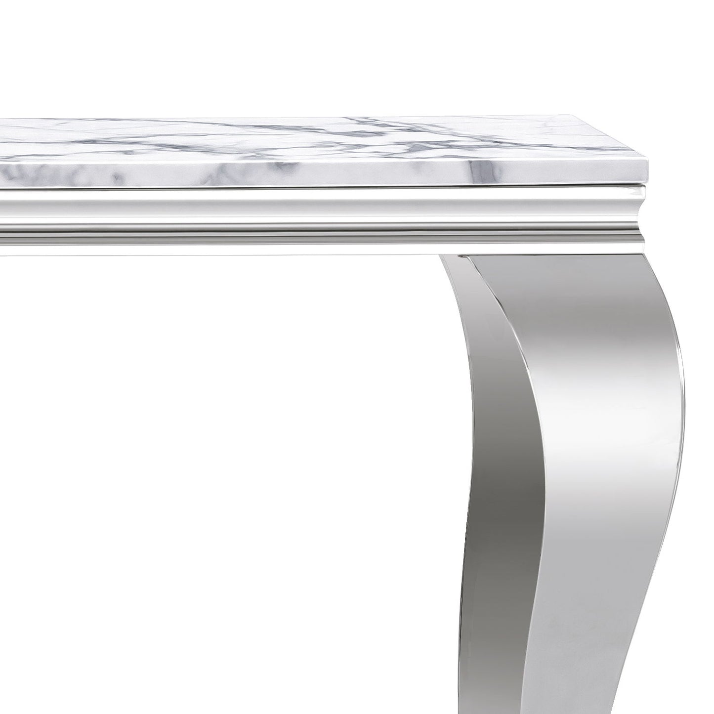 Marble Printed Rectangular Table, Stainless Steel Legs
