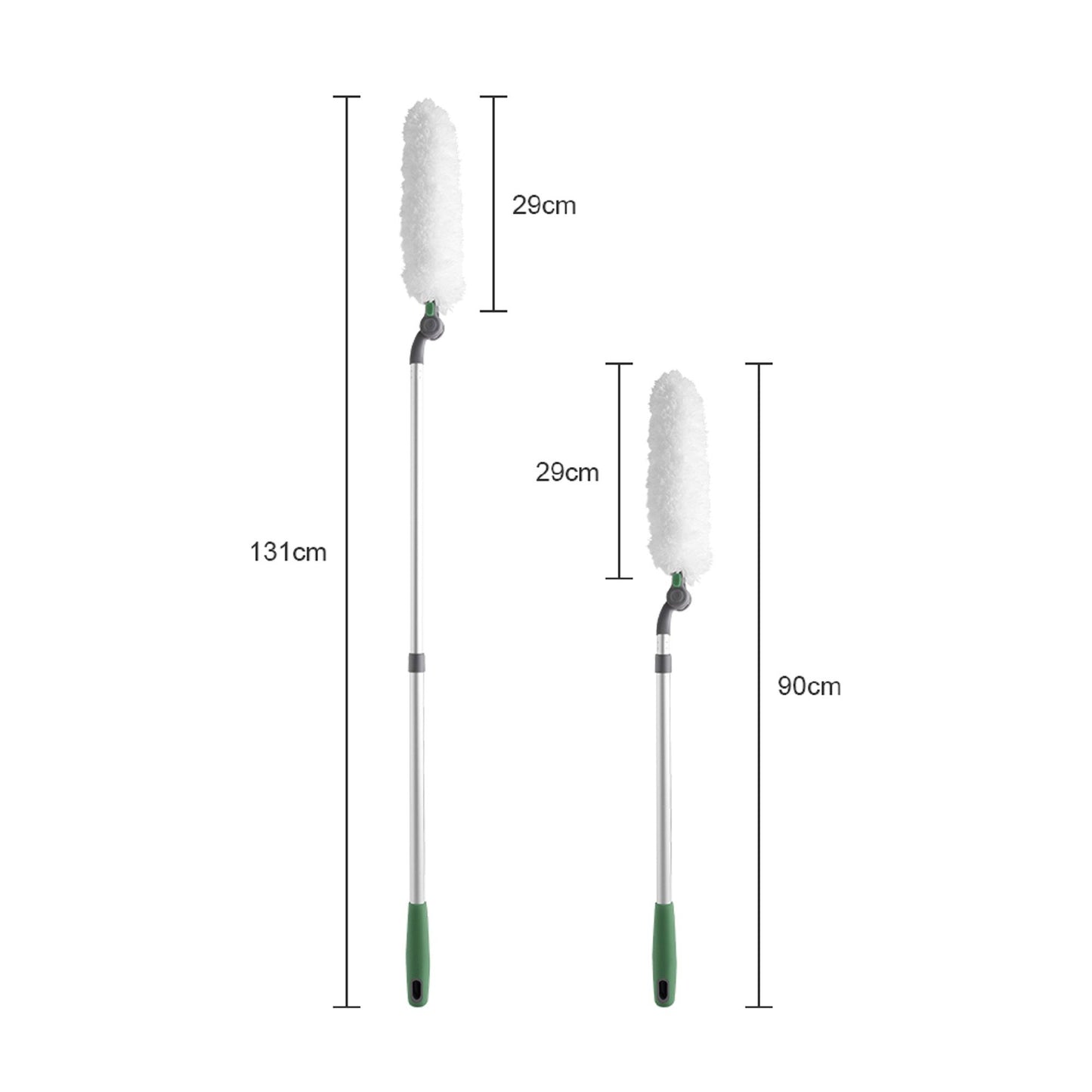 Long Handle Duster With Extension Bar, Home Dust Collector - White