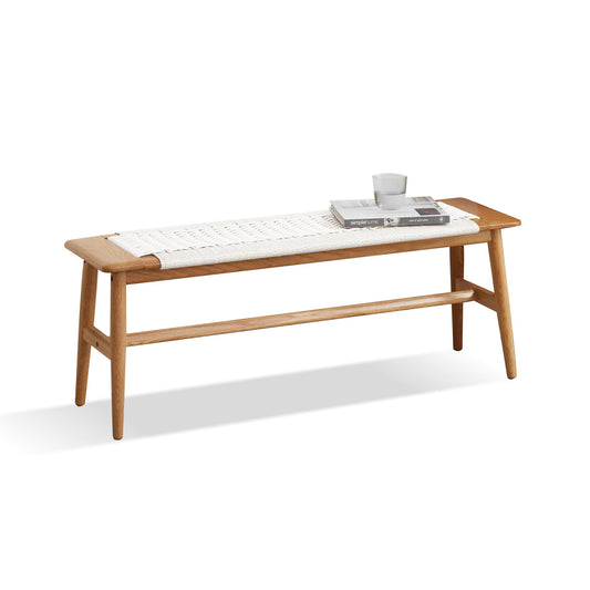 Banco de comedor de diseño, banco de cama para dormitorio - Blanco/Roble natural