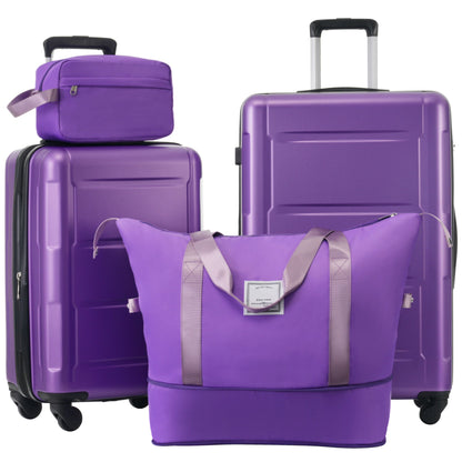 Juego de 2 maletas con ruedas giratorias extensibles, maleta ligera de ABS con cerradura TSA de 20"/24"