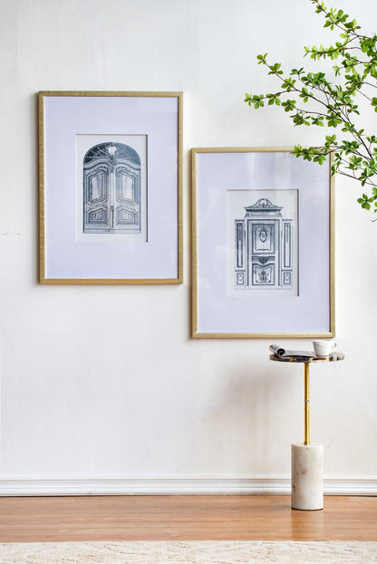 Arte de pared arquitectónico con lápiz falso, decoración de pared decorativa (juego de 2) - Plateado