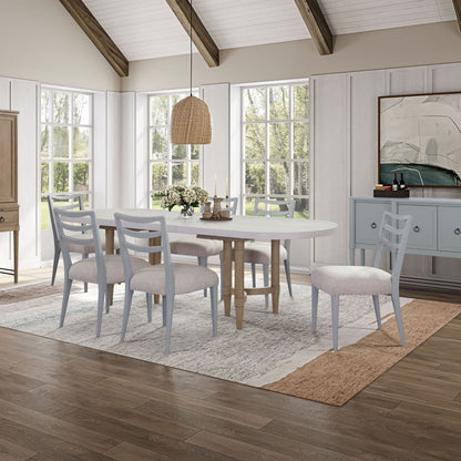 Triad - Mesa de comedor con pedestal doble y hojas - Arena