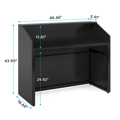 Modern Reception Desk, Front Desk Table With Cable Grommet & Privacy Panels