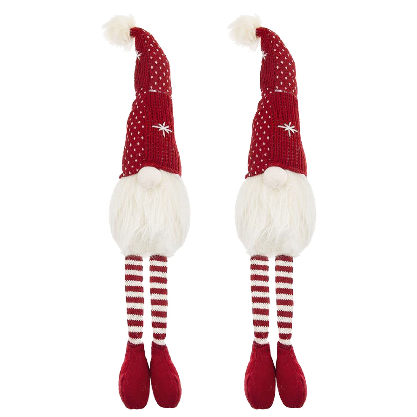 Adornos navideños de gnomos, adornos navideños para el hogar, regalos para fiestas (juego de 2) - Blanco/Rojo