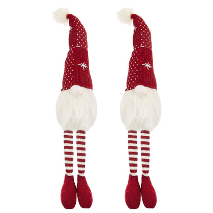 Adornos navideños de gnomos, adornos navideños para el hogar, regalos para fiestas (juego de 2) - Blanco/Rojo
