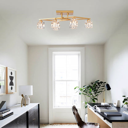 Lámpara de techo de cristal de 6 luces para comedor, moderna lámpara de techo con aplique para entrada, vestíbulo, cocina, dormitorio, sala de estar y sala de conferencias (6 bombillas G9 incluidas).