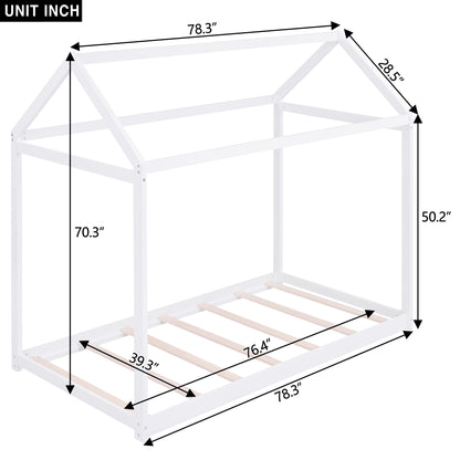 Wooden House Shaped Bed