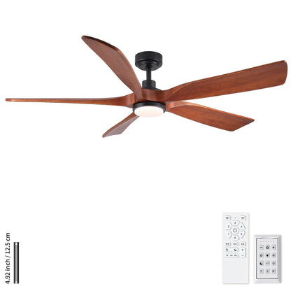 Ceiling Fan With Light And Remote Control, Noiseless, Dimmable, 6 Speeds Reversible For Indoor Or Covered Outdoor Use - Matte Black