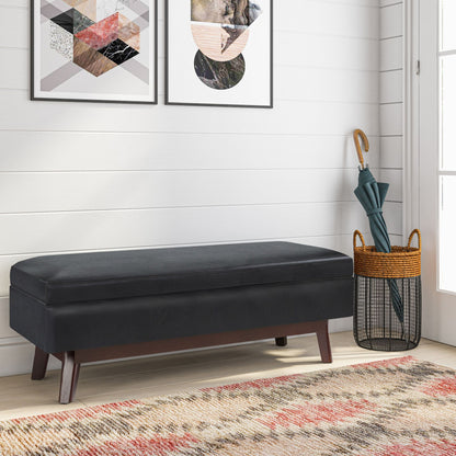 Owen - Otomana rectangular con espacio de almacenamiento - Negro medianoche