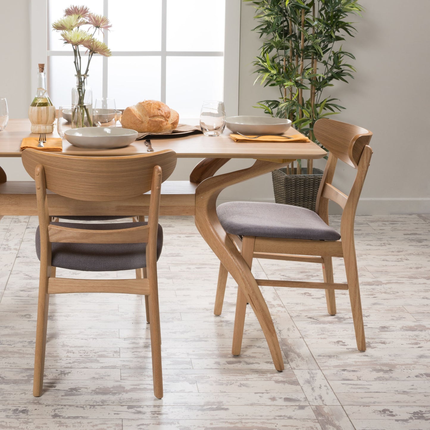 Mid Century Modern Dining Chair With Upholstered Seat And Wood Frame