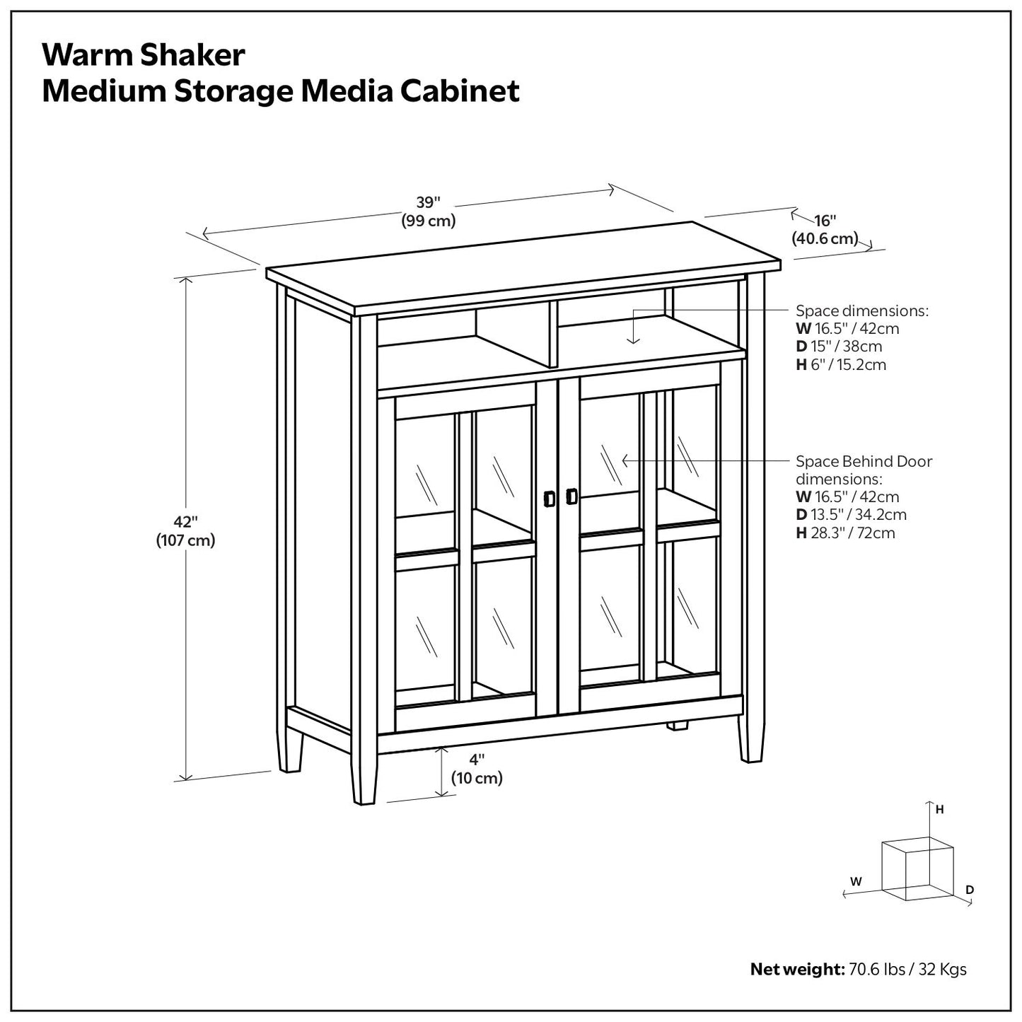 Warm Shaker - Mueble de almacenamiento mediano artesanal