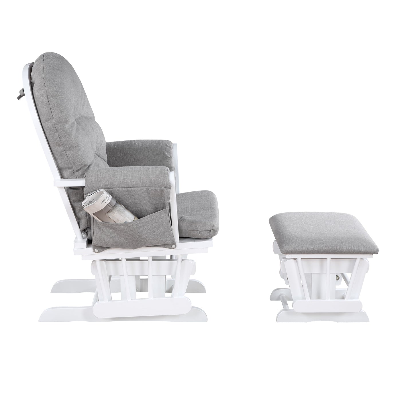 Mason - Planeador y otomana de madera blanca