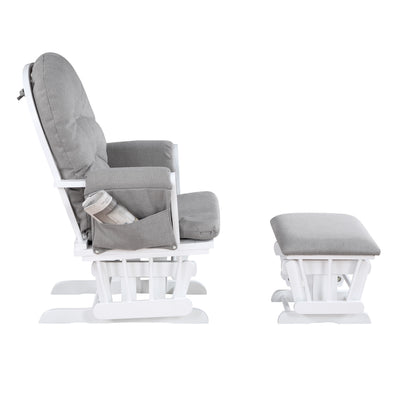 Mason - Planeador y otomana de madera blanca