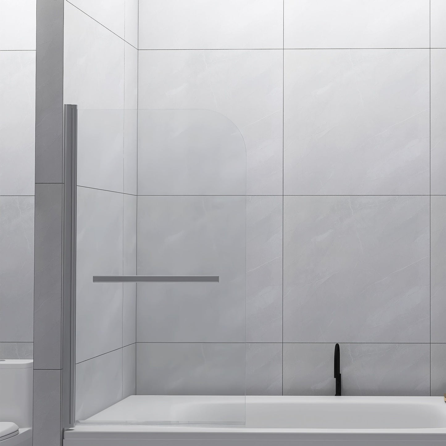 Mampara de bañera sin marco, puerta de ducha, panel de ducha de vidrio templado - Transparente