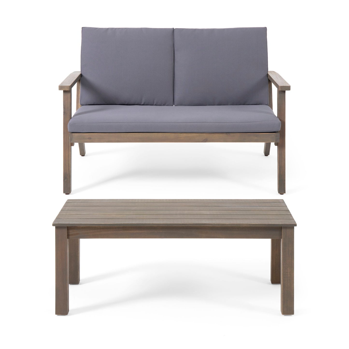 Avacyn - Outdoor Loveseat And Coffee Table Set With Cushions - Dark Gray