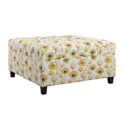 Floral Storage Ottoman - Yellow
