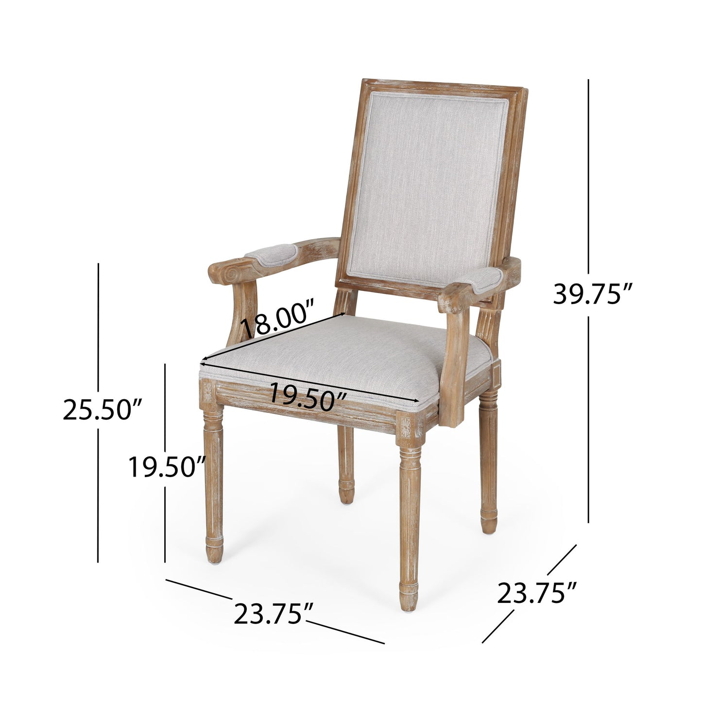 French Country Style Upholstered Dining Chair With Square Backrest