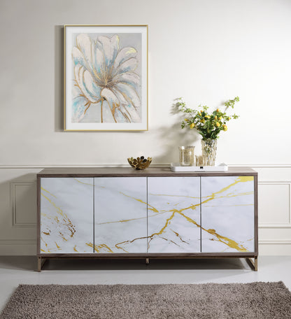 Paavan - Mueble consola - Blanco / ChampánChampagne