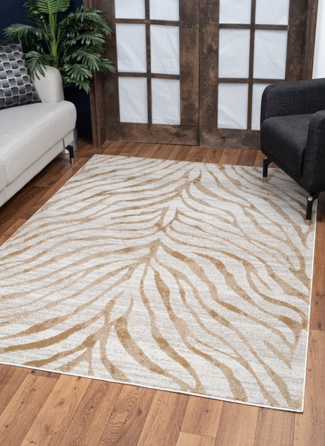 Elegancia - Alfombra de 1,60 m x 2,20 m - Dorada