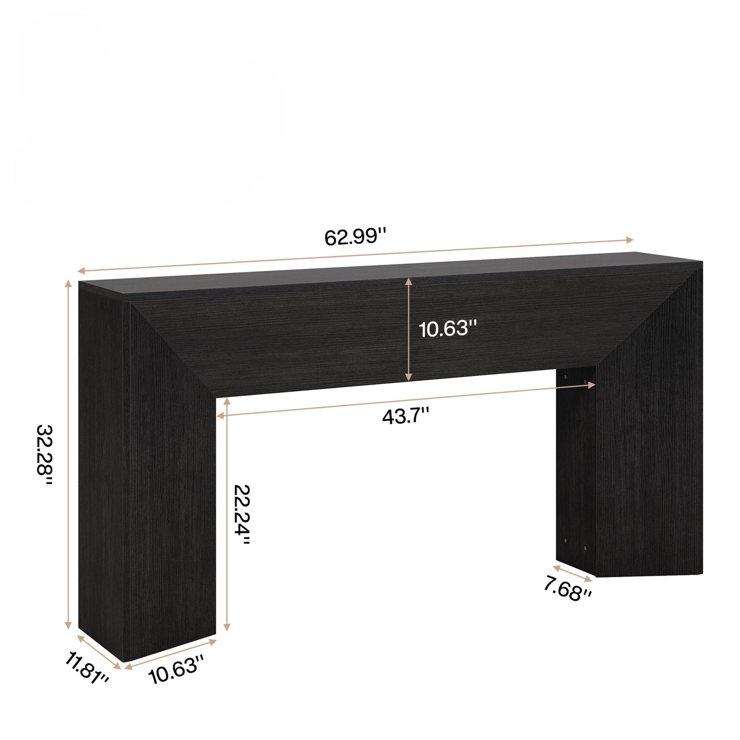 Extra Long Console Table Table Behind Couch For Hallway & Living - Black