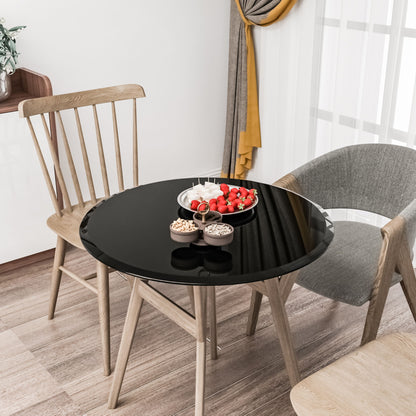 Tablero de mesa redondo de vidrio templado de 28" con borde pulido biselado grueso y transparente