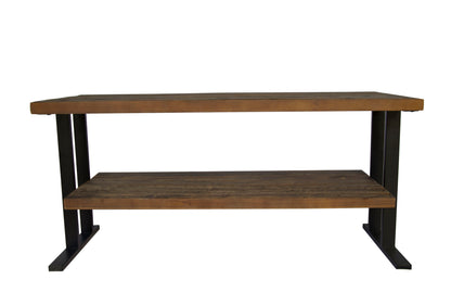 Consola multimedia con un estante para la decoración de tu hogar - Natural/Negro