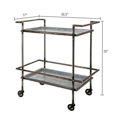 Carrito de bar Percy de metal galvanizado - Gris
