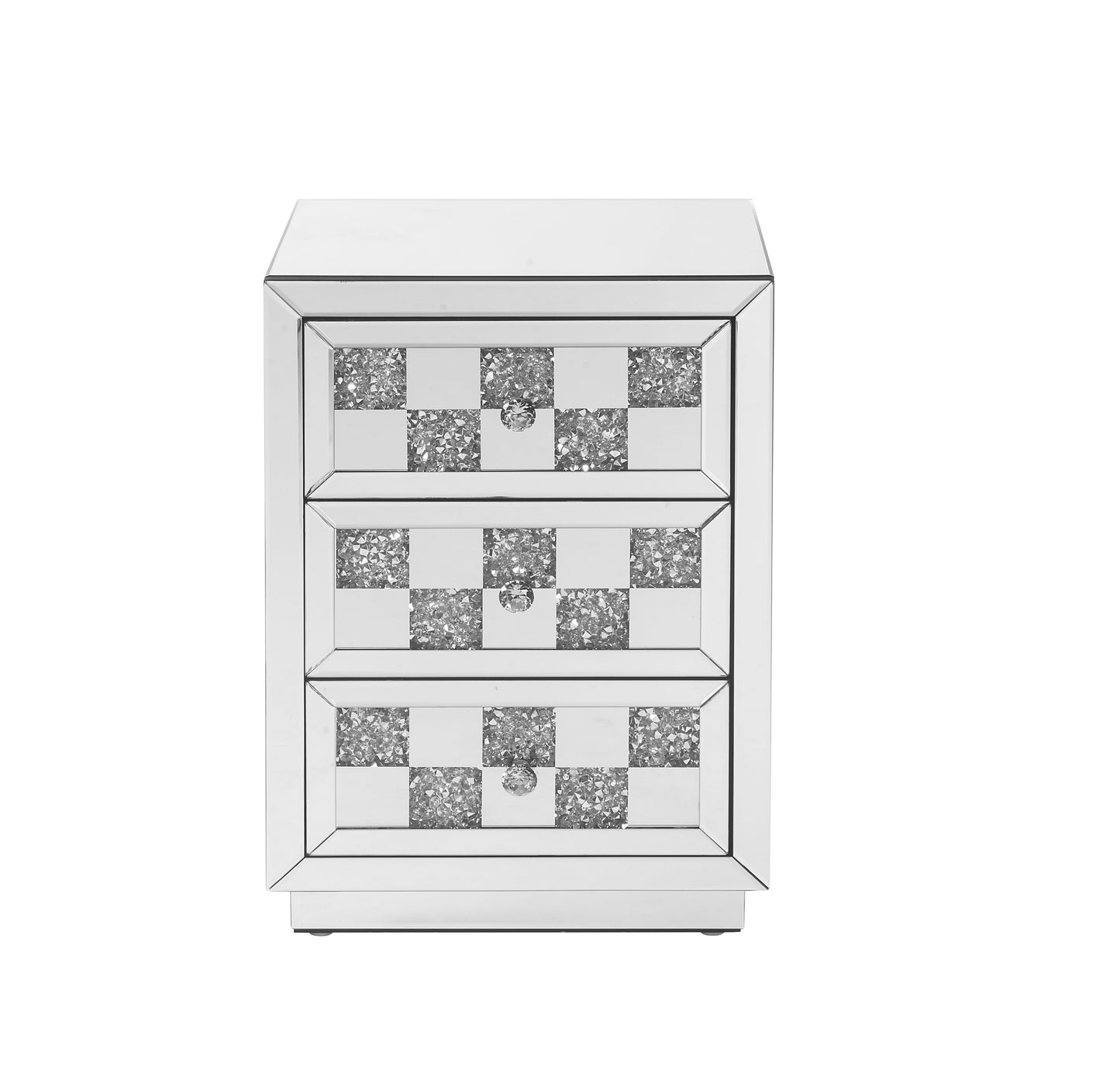 Noralie - Mesa auxiliar con espejo y diamantes de imitación - Plateada
