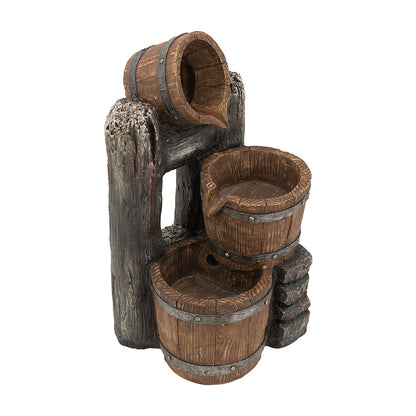 Fuente decorativa de tres niveles con luces y bomba - Marrón