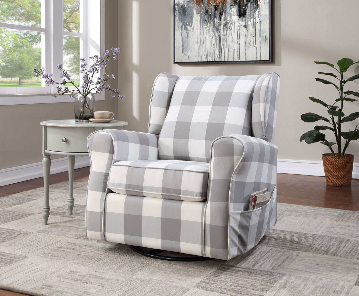 Patli - Silla mecedora giratoria - Gris/Blanco
