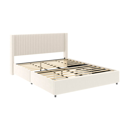 Anna - Cama tapizada con plataforma y 4 cajones