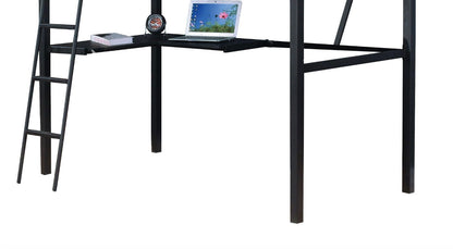 Senon - Cama alta doble con escritorio - Negro/Plateado
