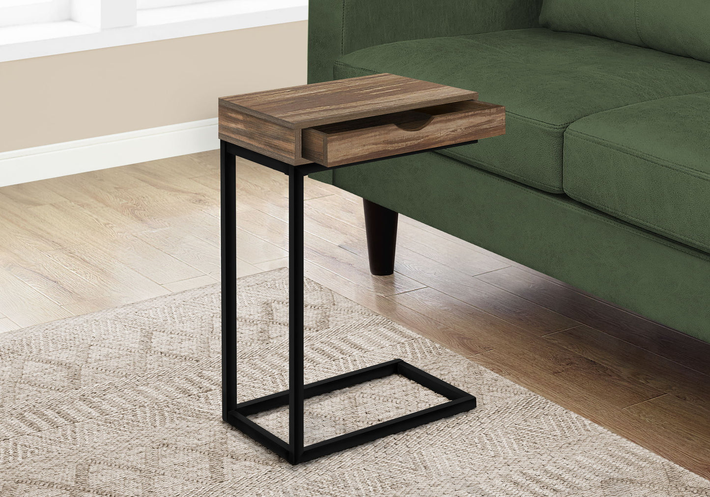 Mesa auxiliar en forma de C, diseño contemporáneo y elegante