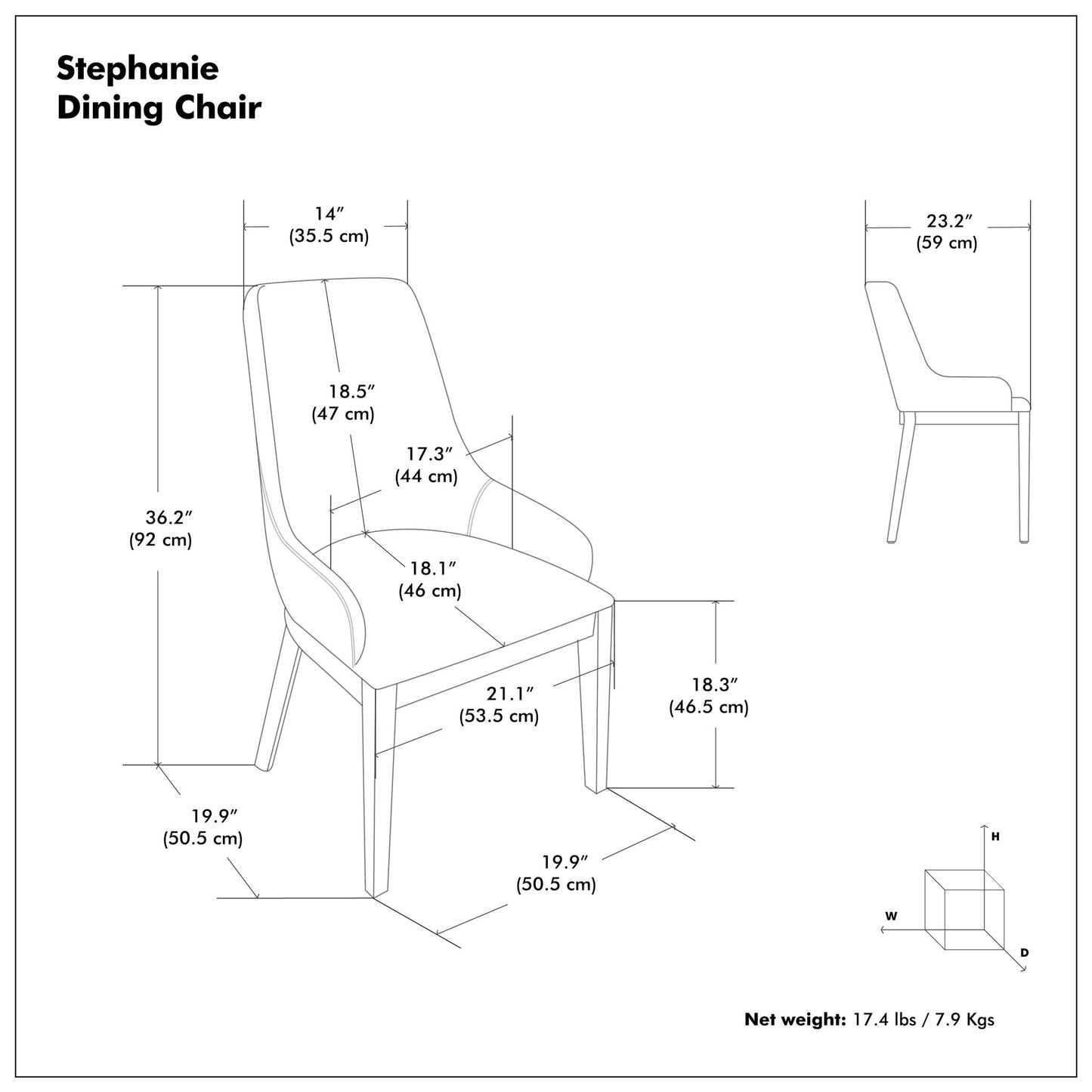 Stephanie - Silla de comedor tapizada (juego de 2)
