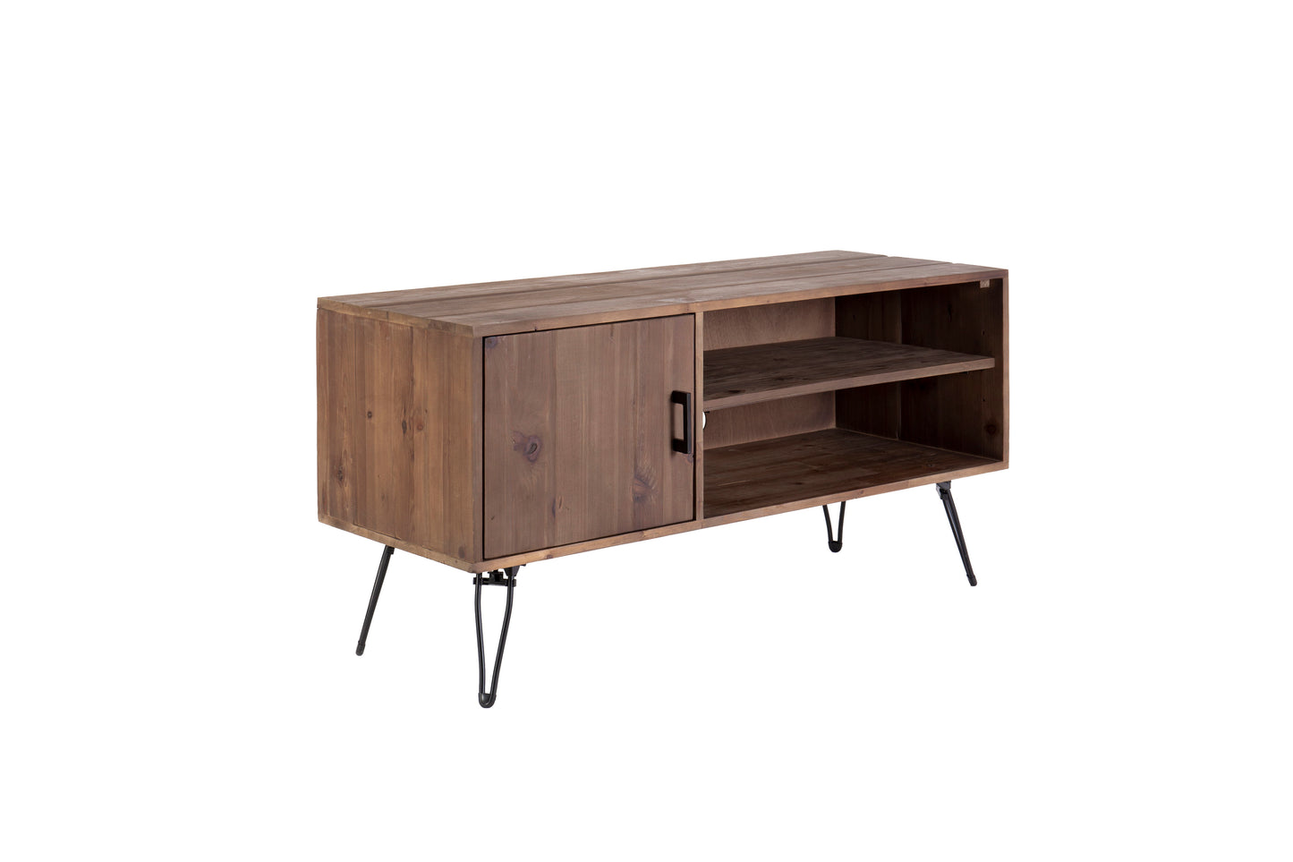Mesa de TV sencilla, moderna y vintage de madera recuperada para sala de estar - Natural